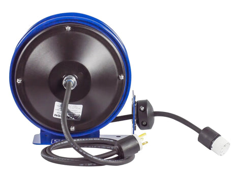 Heavy Duty 30 Foot Power Cord Reel With 12 AWG Cable Single Receptacle Retractable Electrical Reel for garage or shop