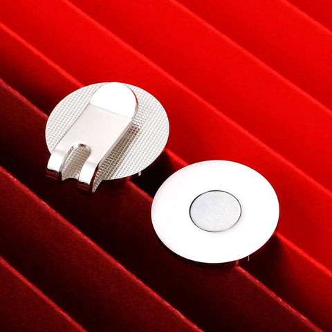 Stainless steel Cute Pink Golf Ball Marker Hat Clip for Women on red background