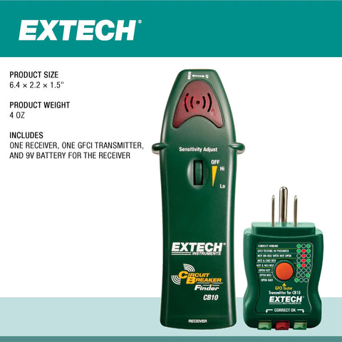 AC Circuit Breaker Finder and Receptacle Tester for DIY Lovers and Pros with GFCI capabilities, includes receiver and transmitter