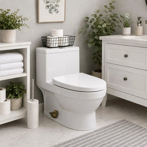 Super Dope Bronze Ceramic Toilet Bolt Covers Featuring Charming Bird Sculpture on a modern white toilet in a stylish bathroom.