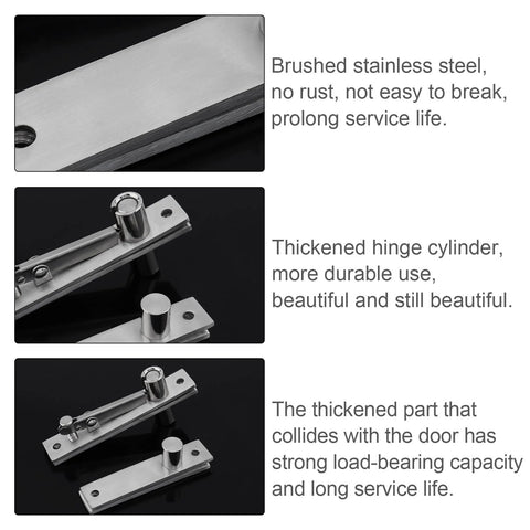 Heavy Duty Stainless Steel Door Pivot Hinge For Wood Doors Hidden 360 Degree Rotation Revolving Door Hardware close-up showing parts and brushed finish