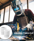 Premium Ceramic Tig Welding Nozzle Shield Cups For High Temp And Wear Resistance To Boost Precision Welding In Aerospace Auto Projects And Gas Lens Kits with welder using torch.