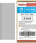 Heavy Hitter 18 Gauge 2 Inch Brad Nails Forged From Solid 304 Stainless Steel For Top Shelf Indoor Or Outdoor Upgrades With Zero Rust Headaches In A Massive 2500 Count Bundle That Plays Nice With Most Nail Guns Around box with nails beside it.