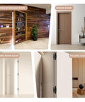 Built Tough 6-Inch Hidden Door Hinge With 3 Way Adjustable Concealed Mechanism Heavy Duty Steel Construction Perfect For Interior Rooms Smooth Zero Sag Operation Effortless Wall Mount Installation in a living room with various door types.