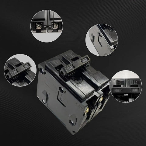 Heavy Duty 60 Amp Double Pole Circuit Breaker Featuring Top Shelf Rock Solid 10Ka Tripping Action And Slick Thermal Magnetic Safety Tech Tailored For Seamless Drop Into Siemens Pl Es Load Centers Up To 240v Ac, with visible 60A markings.