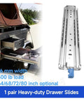 Heavy Duty Ball Bearing Drawer Slides 1 Pair delivering smooth operation in RV, 500 lb load capacity, 76 mm width, full-extension design.