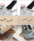 Light Duty Stapler Kit With 1600 Pc JT21 Staples Five Sixteenth And Three Eighth Inch All Steel Tacker in use and components displayed