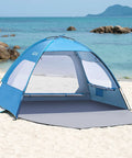 Spacious Beach Tent For Three To Four People With No Fuss Setup Sun Shade Canopy Portable UPF Fifty Plus UV Protection Removable Skylight