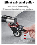 Lockable wheel of Floor Standing Mop And Broom Organizer Rack With Foldable Hooks Wet Mop Holder Cleaning Tool Cart