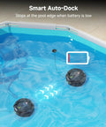 Cordless Pool Vacuum Robot For Daily Pool Maintenance, Smart Auto-Dock feature in a square inflatable pool
