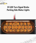 Amber LED Turn Signal Side Marker Lights 4.4 Inch 2 Pack, 24 High Power SMD LEDs, DOT Approved, shown front view in black housing