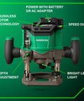Cordless Plunge Router Beast Mode 36V Variable Speed 11,000 to 25,000 RPM Lightweight 6.9 lbs with LED work light