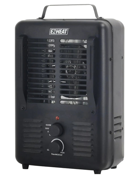 Heavy Duty 1500 Watt Portable Milkhouse Utility Space Heater With Adjustable Thermostat Overheat Guard And Tip Over Safety Switch In Matte Black