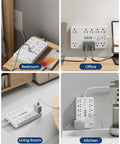 Surge Protector Power Strip With 10 Outlets And 6 USB Ports Including 2 USB-C, 6 Ft Heavy Duty Extension Cord, Wall Mount, 1850W 15A Overload Protection, ETL Listed For Home Or Dorm Room in bedroom, office, living room, kitchen