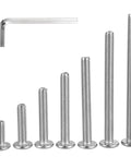 Heavy Workhorse M6 X 115mm Flat Head Socket Cap Screws With Hex Key Drive, Top Shelf 304 Stainless Steel 18 8 Full Thread Countersunk Bolts Kit, showing a range of sizes.