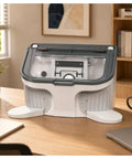 Zhenyuwang Desktop Dental Dust Collector with Bright 3 Sided Shadow Free Led Lights at a clean wooden desk.