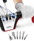 4 Stage Knife Sharpener For All Blades And Scissors With Cut Resistant Glove Fast Edge Restoration For Dull Knives No Fuss Safe