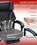 Heavy Duty Massage Office Chair With Foot Rest And Heat 6 Point Vibration With Five Modes For Back Lumbar And Seat Reclining Ergonomic Managerial Chair For Big Folks Up To 400lbs Black with breathable seat and padded armrests