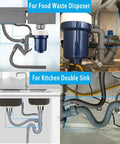 Flexible 1-1/2 Inch Kitchen Sink Drain Pipe With P Trap And Adapter in garbage disposal and double sink setup