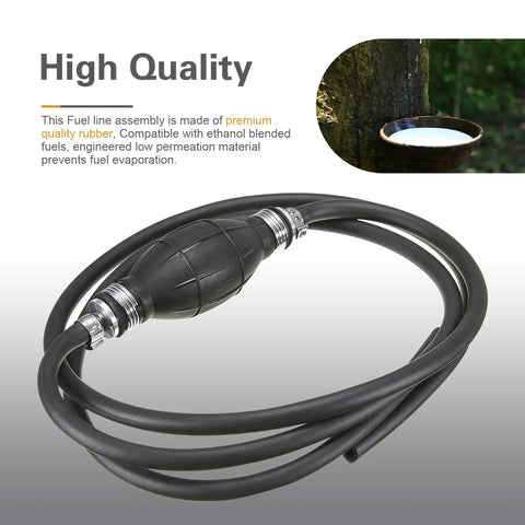 5/16 Inch 6 Foot Marine Fuel Line With Primer Bulb and Stainless Steel Clamps, coiled rubber hose focus, high quality text
