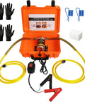 No Sweat All In One Electric Oil Change Extractor Pump Kit 12V 24V with gloves, thickened tubing, and hard case.