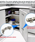 Pie Corner Cabinet Hinge Set With Soft Close for frameless clip on concealed mount bi fold doors installed in kitchen