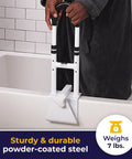 Adjustable Bathtub Grab Bar and Safety Rail With Easy Clamp-On Install, Heavy-Duty Powder-Coated Steel on bathtub