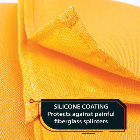 Close-up of Silicone Coated Emergency Fire Blanket 40 By 40 Inches For Home And Kitchen showing anti-fiberglass splinter coating.