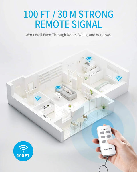 Diagram showing the Wireless Remote Outlet Kit For Home Electronics And Lamps Expandable Light Switch System with remote control.
