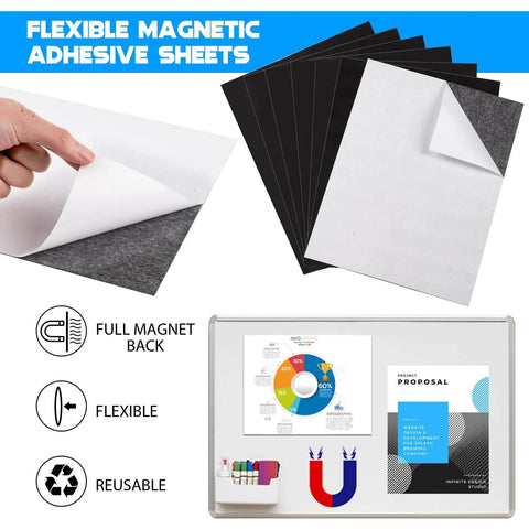 Adhesive Magnetic Sheets 8.5x11 Letter Size Pack Of 8 Self Stick Magnet Sheets For Home Classroom Office Easy Cut DIY