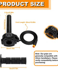 Product size diagram for Full Twist Throttle Kit For 12V To 72V E Bikes And Scooters with dimensions in centimeters and inches.