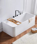 Roman Tub Faucet With 2 Handles Deck Mount High Flow Bath Faucet Matte Black, 360 Degree Rotation, Solid Brass in modern tub setup