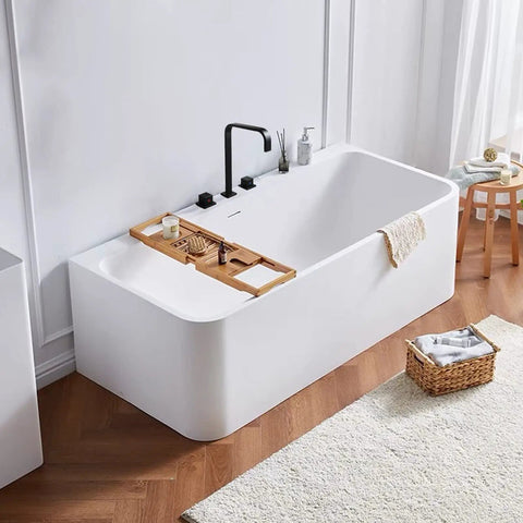 Roman Tub Faucet With 2 Handles Deck Mount High Flow Bath Faucet Matte Black, 360 Degree Rotation, Solid Brass in modern tub setup