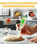 Pro Grade Digital pH Meter For Food And Fermentation, High Accuracy pH Tester With Spear Probe being used on sourdough.
