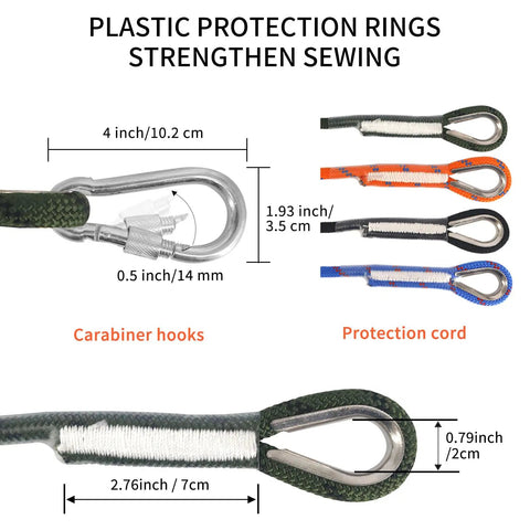 Rugged 10 Millimeter Climbing Rope With Two Steel Hooks For Outdoor Rescue And Rappelling, Ultra Strong Polyester Cord Details