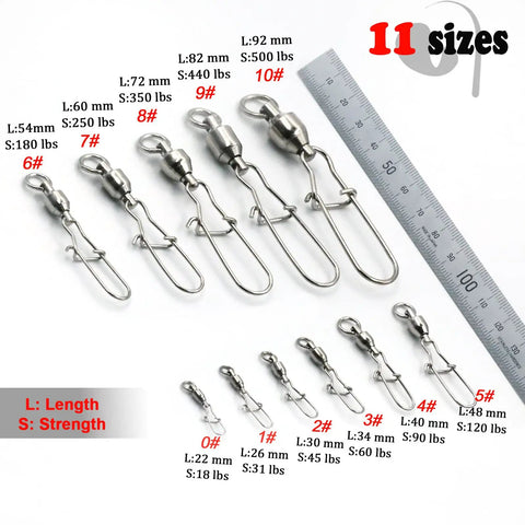 Duo Lock Ball Bearing Snap Swivels For Fishing Lures And Tackle, Easy Open Barrel Swivels For Quick Lure Swaps And Heavy Duty Saltwater Snaps That Handle Big Fish And Rough Tides, sizes 0#-10#