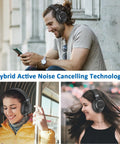 People using Over Ear Wireless Headphones With Active Noise Cancelling And 70 Hours Playtime Bluetooth With Microphone Transparency Mode