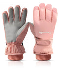 Winter Women Ski Gloves Waterproof And Windproof With Touchscreen Compatibility Pink For Snowboarding Hiking And Cycling