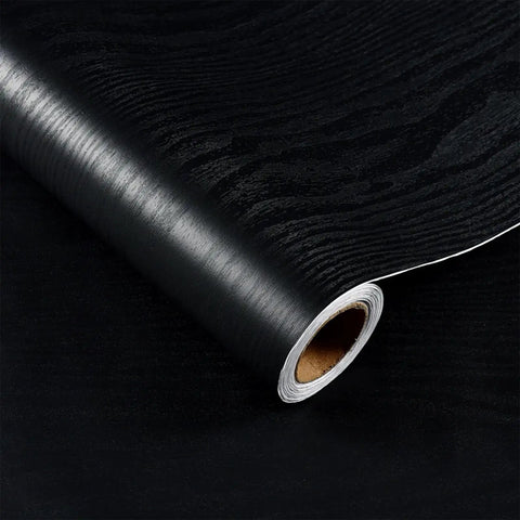 Matte black wood texture roll, Dope Matte Black Peel And Stick Wood Texture Wallpaper Roll 16 Inch By 120 Inch Self Adhesive Cover