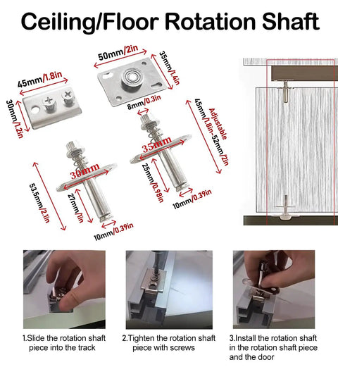 Heavy Duty Bifold Closet Door Hardware Kit Fits 48 To 96 Inch Tracks folding door set rotation shaft installation steps