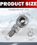 Size chart for Hardcore 3/4 Inch Heim Joints Kit With 2 Nuts For Steering Shaft and Suspension Systems, measurements shown.