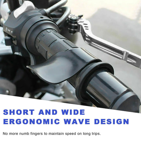 Universal Motorcycle Cruise Control Assist And Throttle Stabilizer Handlebar Wrist Grip showing ergonomic wave design for comfort.