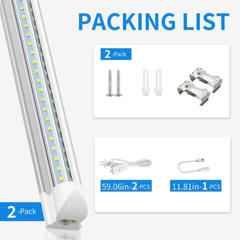 Super Bright 2 Foot LED Shop Light 20W 3000K Warm White T8 Tube Linkable Ceiling Utility Light For Garage Workbench And Room ETL Listed 3000 Lumens Energy Saving Fixture Pack Of 2