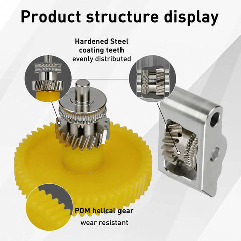 Rock Solid Hardened Steel Extruder Gear Assembly Replacement Drive Gear For 3D Printers structure with yellow helical gear