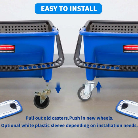 Easy install of heavy duty 2 inch swivel stem caster wheels with 7/16-inch stem for mop buckets, utility carts, and shop vacs.