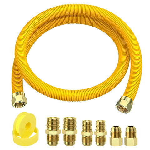 Heavy Duty 48 Inch Flexible Gas Line With Connectors For Stoves Dryers And Water Heaters Fits Most LG GE And Samsung Ranges