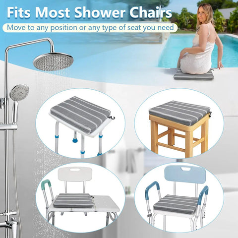 Shower Seat Cushion For Inside Shower And Bath Chair Pad Padded Transfer Bench Pillow For Seniors and Elderly with 4D Mesh Pad
