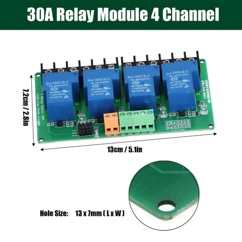 30A 4 Channel Relay Module 12V Expansion Board With High Low Level Trigger Optocoupler Isolation For PLC Automation Equipment Control Industrial Applications