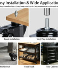 Rock Solid Five Inch Polyurethane Swivel Caster Wheels Set Of Four With M10 Threaded Stem for easy board and pipe installation.