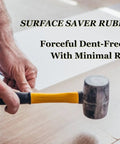 Person using Rubber Mallet Set With 8 Oz 16 Oz And 32 Oz Heads, Low Recoil Rubber Faces For Dent Free Strikes, during woodworking